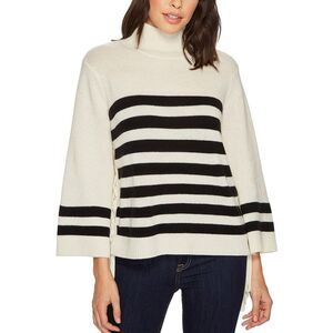 Joie Womens Ivory Wool Blend Comfy Ribbed Trim Turtleneck Sweater Top